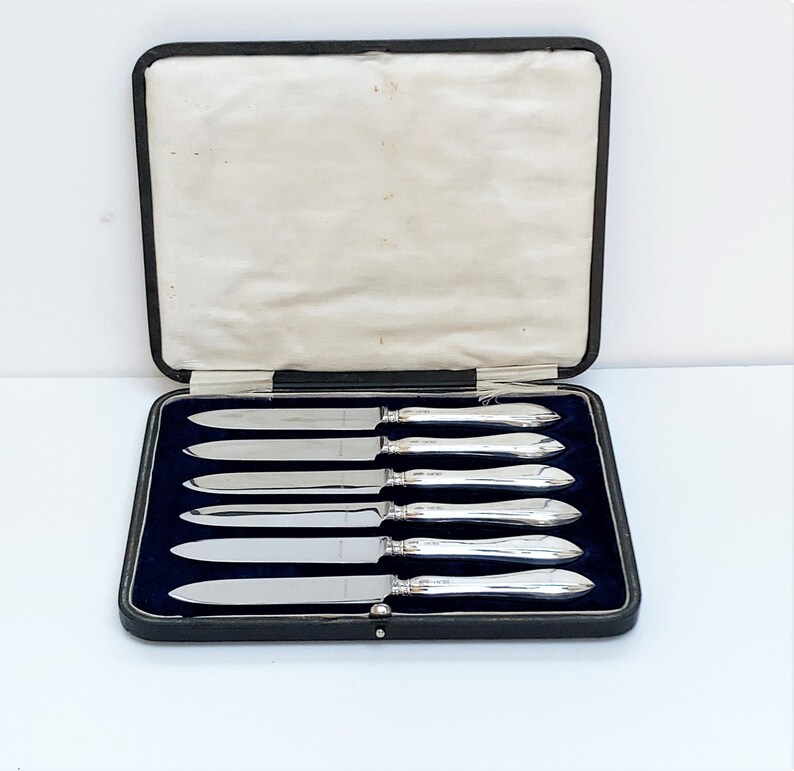 Antique Cased Set of Six Sterling Silver Handled Tea / Fruit - Etsy