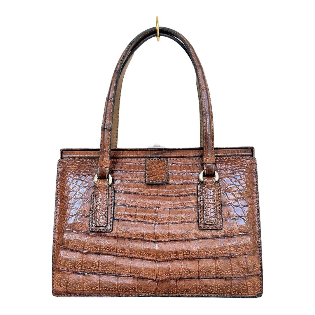 Elegant Vintage JAGUAR Leather Top Handle Bag - Alligator/croc