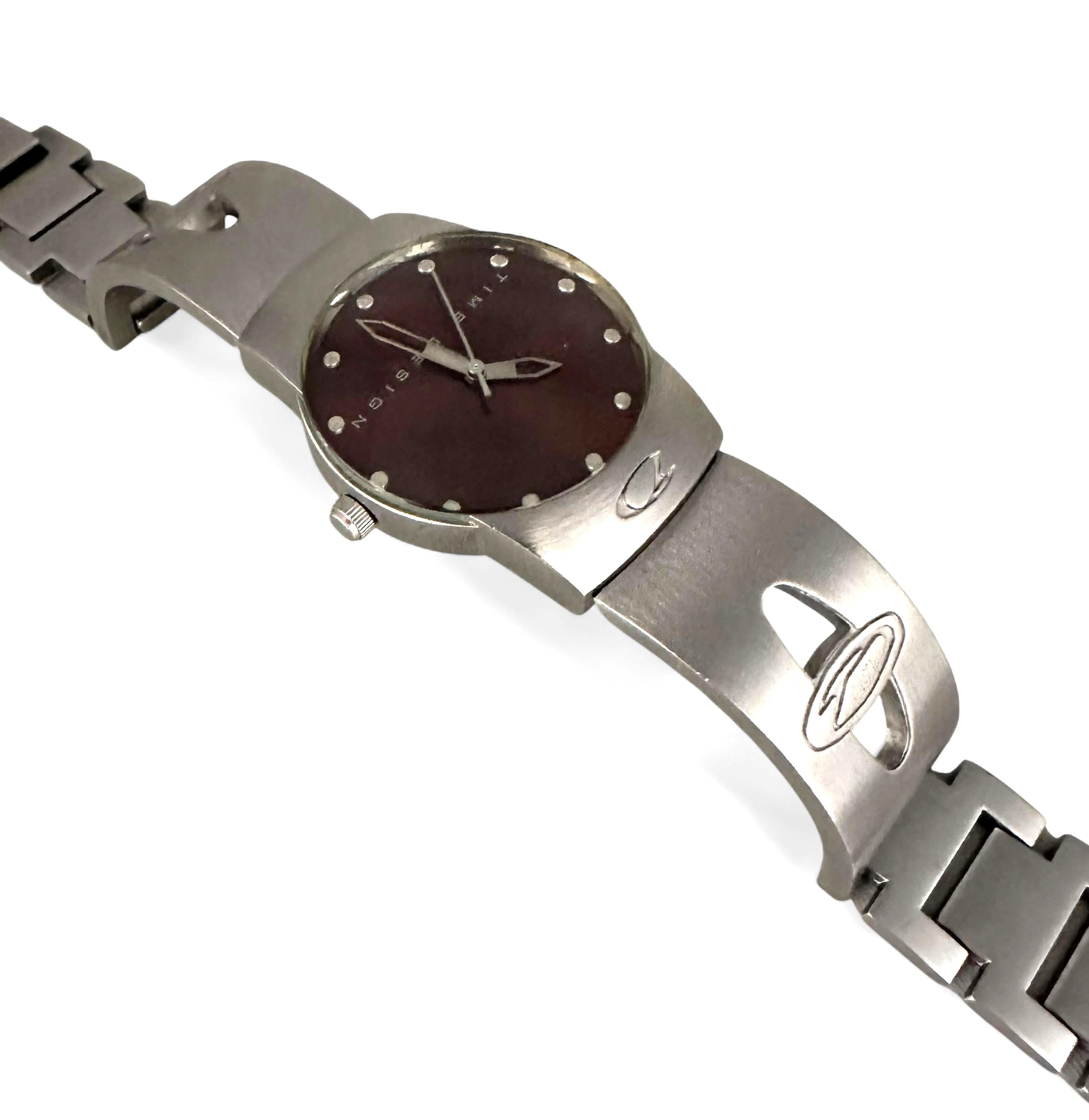 Time Design Bronze Dial Quartz Watch: Zirconium Bracelet
