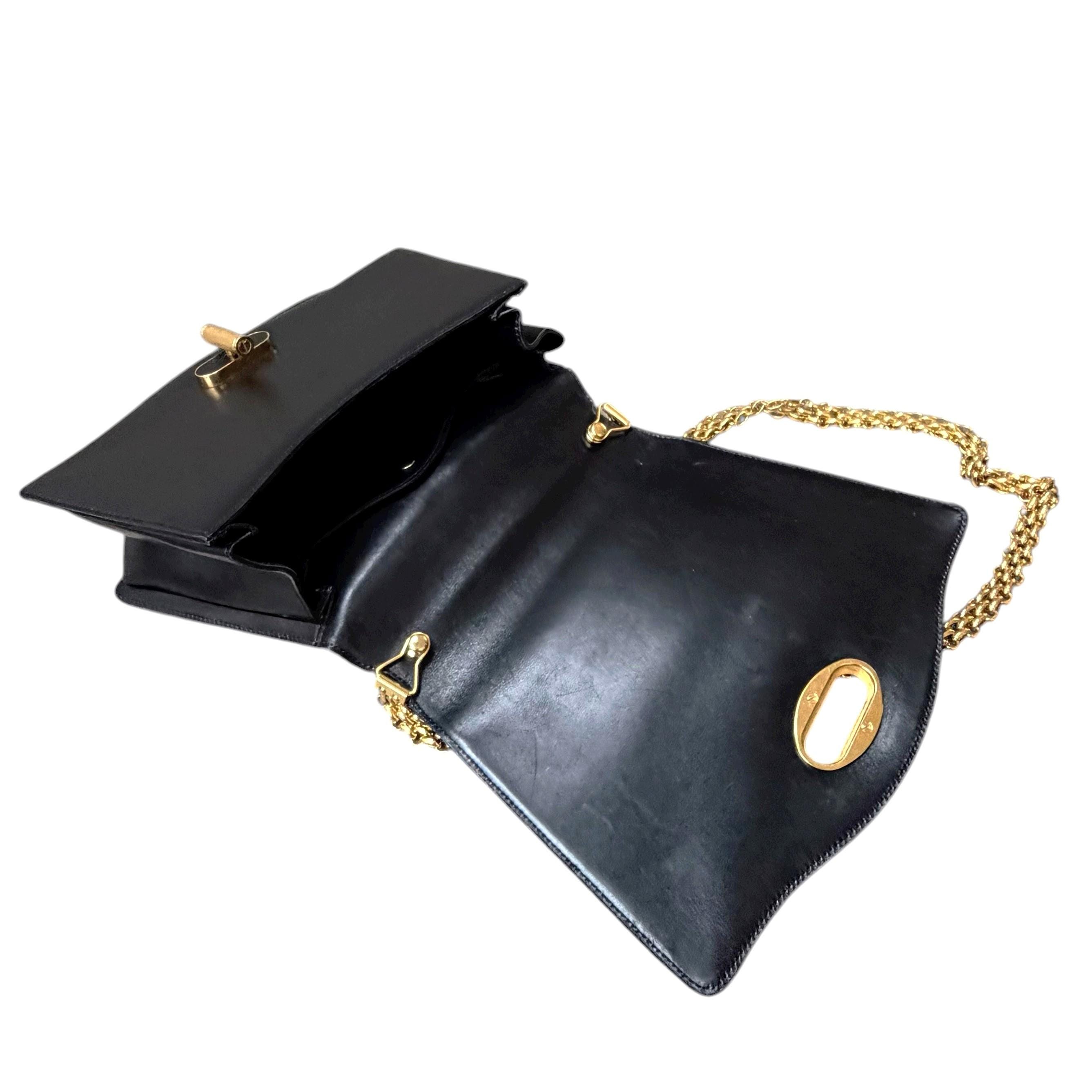 Dunhill Black Leather Shoulder Bag / Clutch: Made in Italy