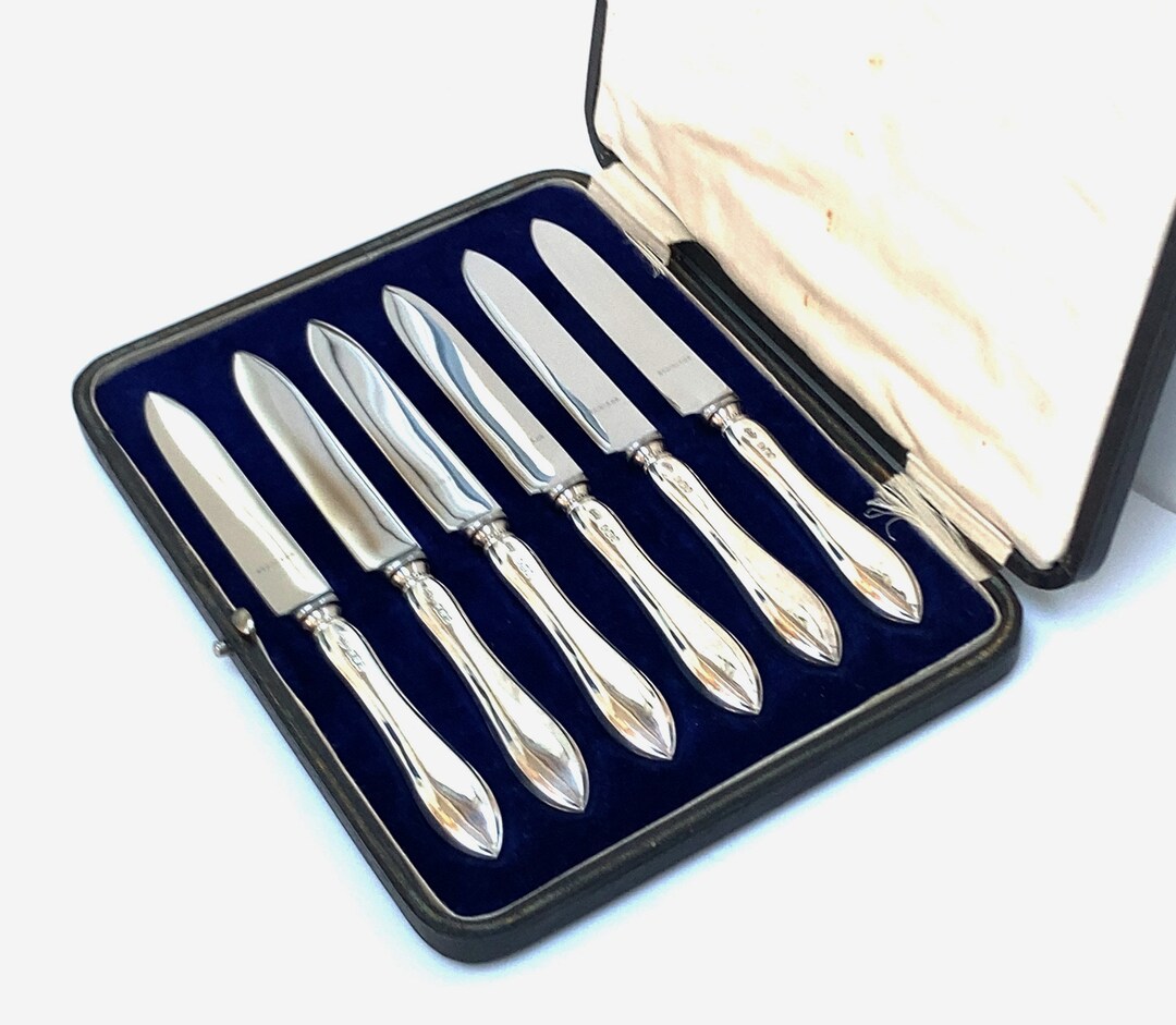 Antique Cased Set of Six Sterling Silver Handled Tea / Fruit - Etsy