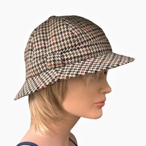 Vintage BRAEMARL Tweed Deerstalker Hat - Wyprodukowano w Wielkiej Brytanii - Stan nowy - Rozmiar 6-7/8 (21,5&quot;)
