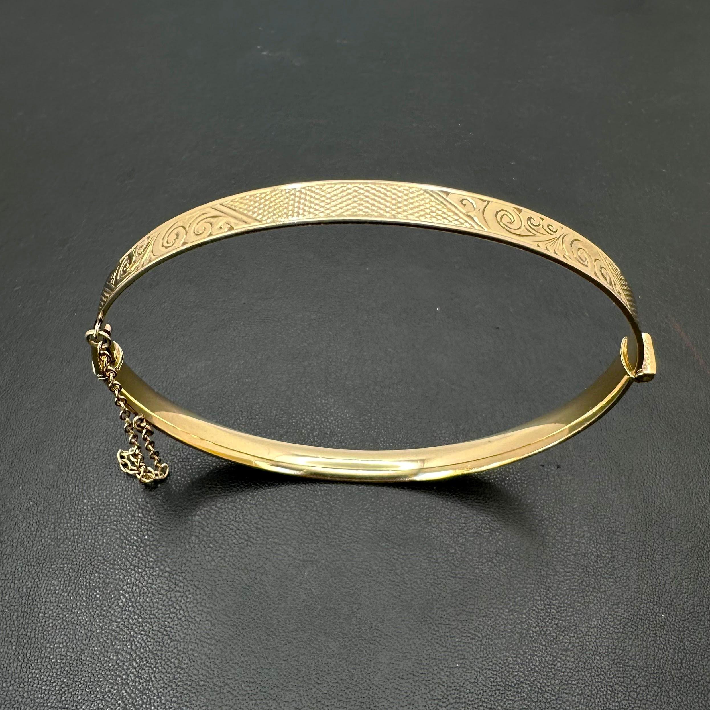 Vintage LW&G Lagarmic 9ct Gold Bronze Core Hinged Bangle With