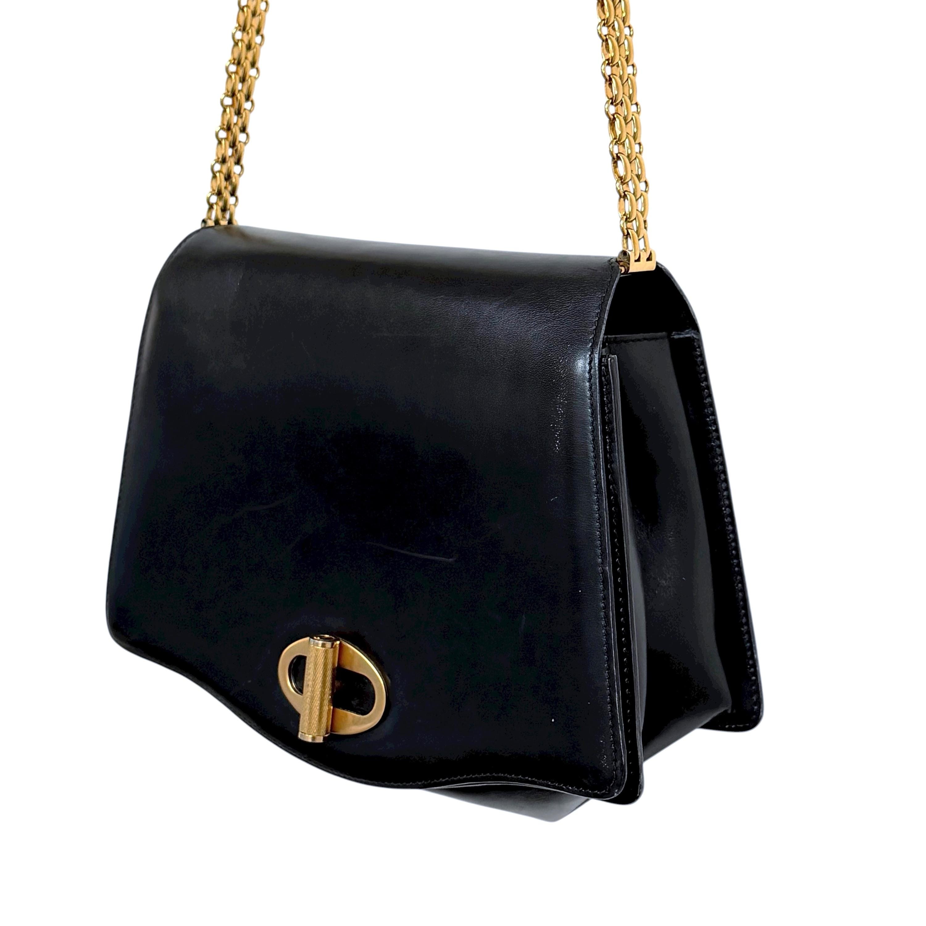 Dunhill Black Leather Shoulder Bag / Clutch: Made in Italy