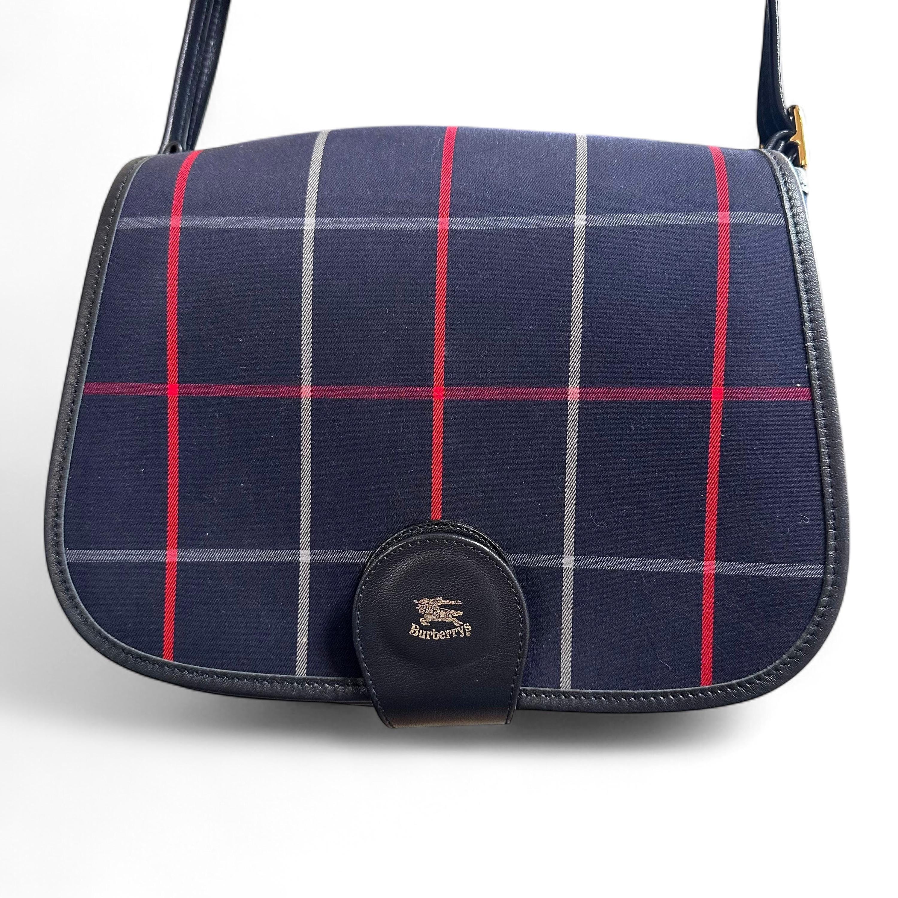 Vintage 1990's Burberrys Blue Check Shoulder or Crossbody Bag