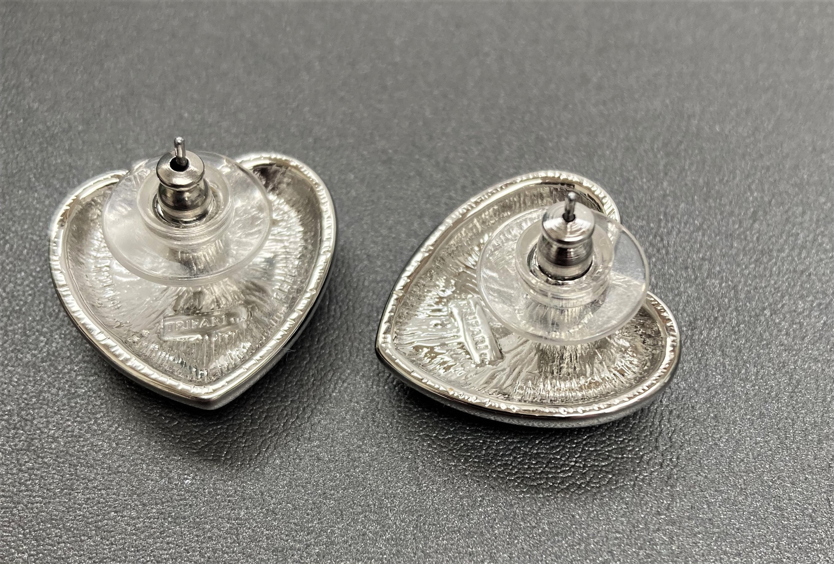 Signed TRIFARI TM Heart Shaped Earrings for Pierced Ears