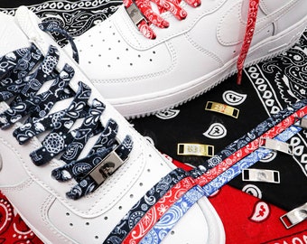 Bandana/Paisley Shoelaces for Sneakers, AF1, Custom Sneakers / Red, Blue, Black / Accessories for Sneakers