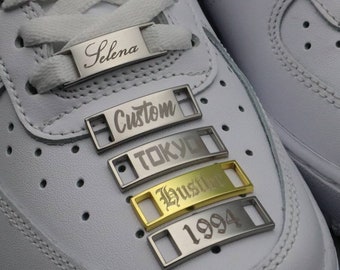 Custom Engraved Lace Locks (Frosted)/ Dubraes for Nike Air Force 1 / AF1 / Personalized Pendant for Shoe Laces