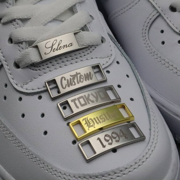 Lucchetti per lacci incisi personalizzati (satinati)/Dubraes per Nike Air Force 1/AF1/Ciondolo personalizzato per lacci delle scarpe