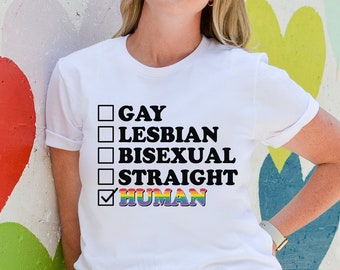Pride Shirt Equality Tee Love is Love Shirt LGBT Shirts Retro Graphic T-Shirt LGBTQ Pride Month Women Kids Toddler Rainbow Gift Human Shirt