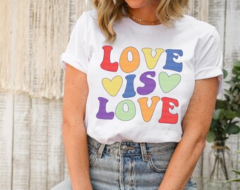 Love is Love Shirt, LGBT Shirts, LGBQT Pride Shirt, Women Men Kids Toddler Baby Rainbow Shirt Retro, Love Wins Graphic T-Shirt,Equality,Gift