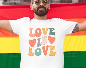 Love is Love Shirt LGBTQ Pride Shirt Pride Month Women Men Kids Toddler Baby Rainbow Retro LGBT Shirts Love Wins Graphic T-Shirt Equality