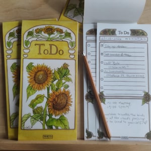 Sunflower Watercolor Illustration TO DO Notepad 100mm x 210mm