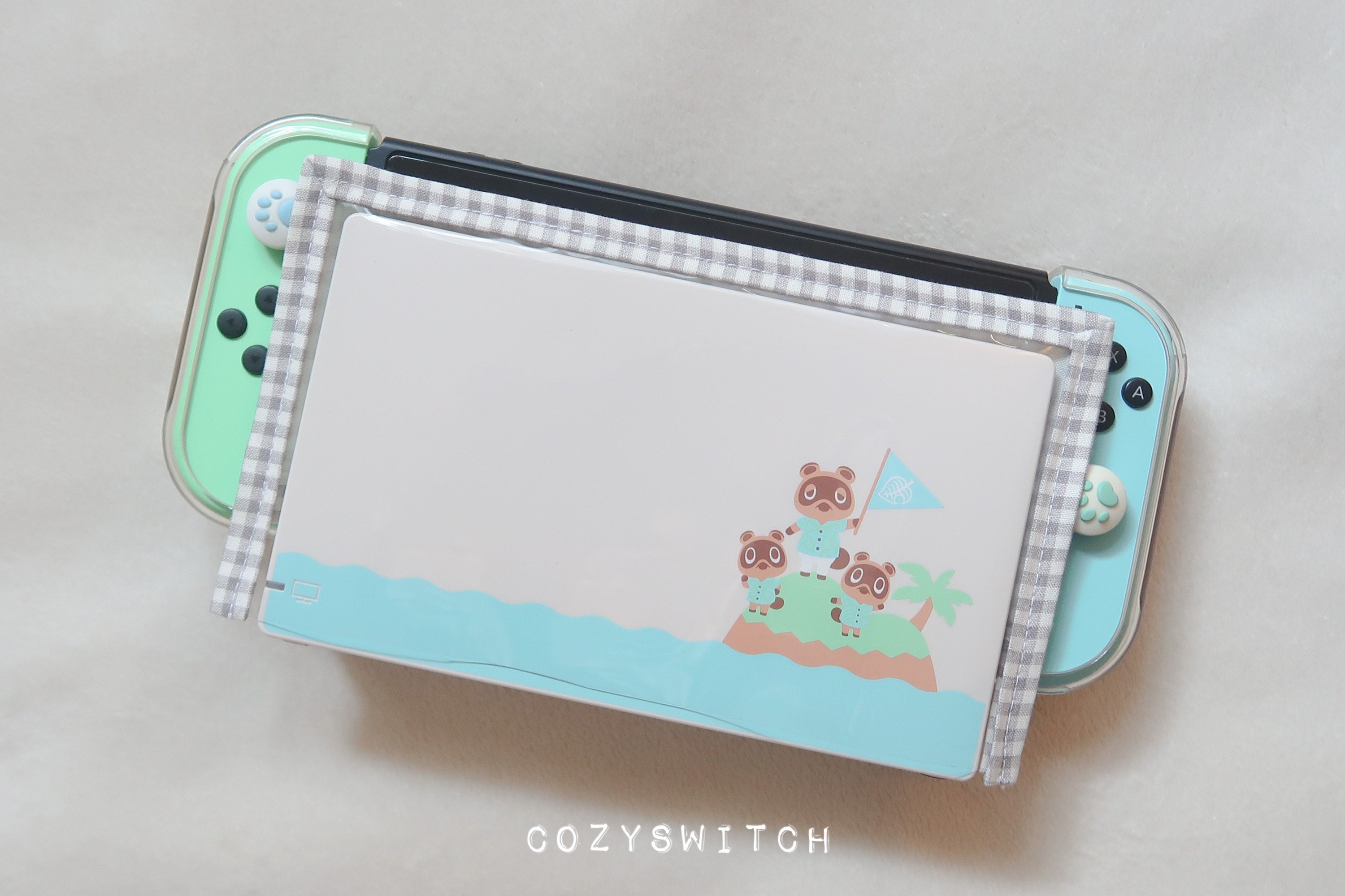 Clear dock cover acnh switch grey gingham Etsy