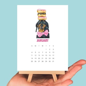 2026 Pet Dog Desk Top Calendar, 12 month calendar, Dachshund, Labrador Retriever, Labradoodle, Terrier, German Shepard, French Bulldog, Gift