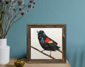 | d’art mural | d’impression d’oiseaux Merle à ailes rouges | home Décor | Cadeau