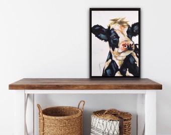 Cow Art Print . Cow Picture . Cow Painting . Holstein Cow . Home Decor