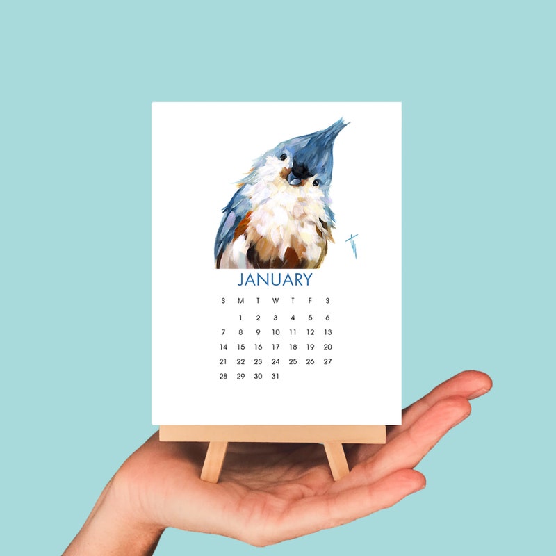 Mini Desk Calendar Bird Etsy