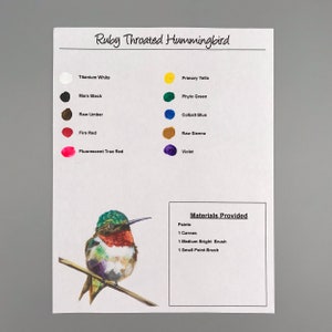 ACRYLIC PAINTING | DIY paint kits | Ruby throated Hummingbird image 4