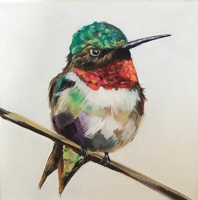ACRYLIC PAINTING | DIY paint kits | Ruby throated Hummingbird image 1