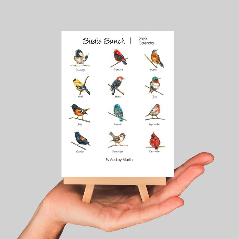 2023 Desk Calendar Bird 2023 Calendar With Stand Bird Etsy