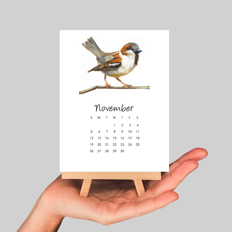 2023 Desk Calendar Bird 2023 Calendar With Stand Bird Etsy