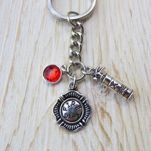 Firefighter Keychain, Fireman Academy Graduation Stainless Steel Keychain with Fire Extinguisher Key Ring Gift