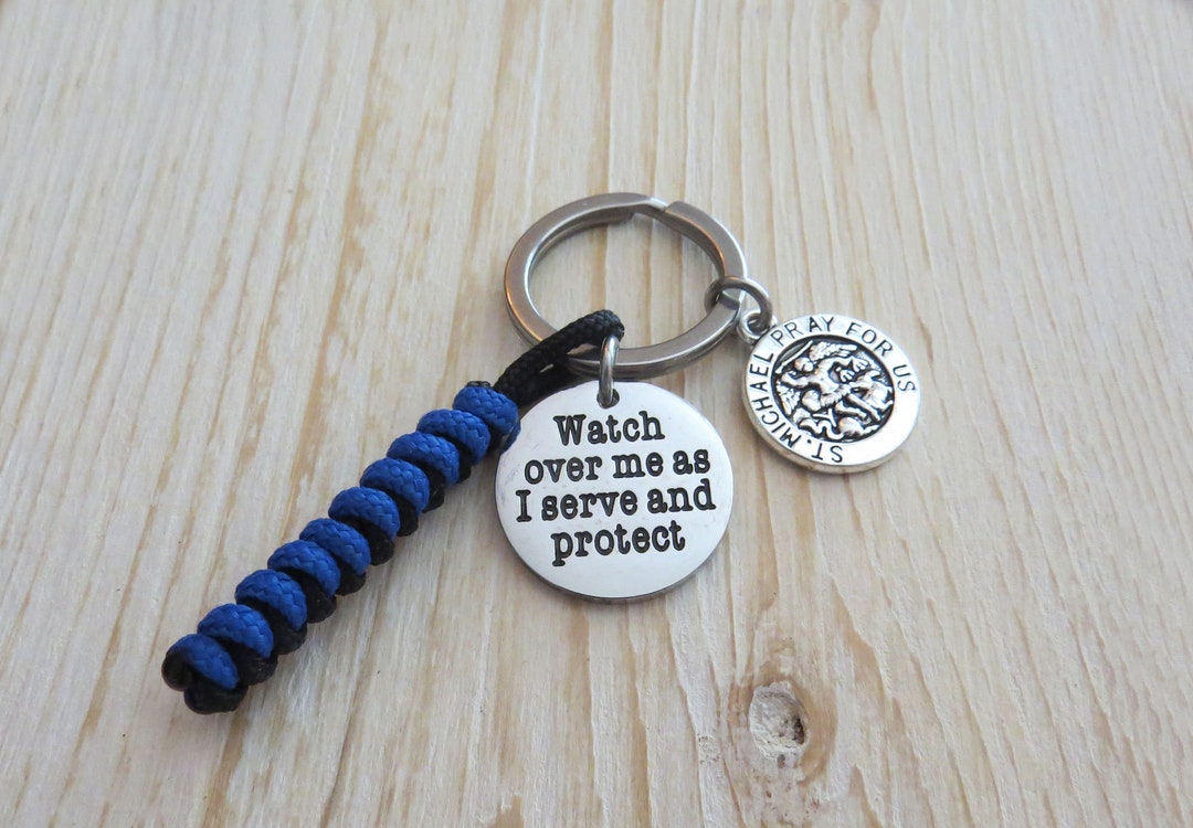 Thin Blue Line Paracord Keychain With Key Ring And Carabiner – Police Enforcement Gift – Lightweight Camping Gear