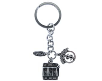 Casino Slot Machine Jackpot Money Stainless Steel Keychain Lucky Slot Machine Winner Keyring