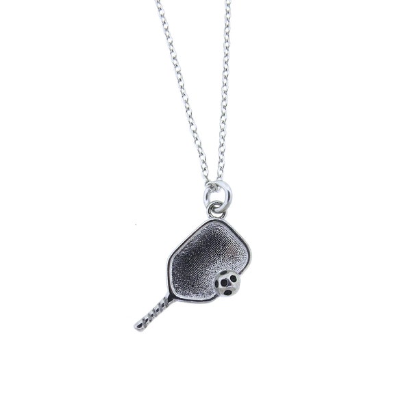 Pickleball Paddle with Ball Stainless Steel Pendant Necklace Beautiful Stainless-Steel Charm on a Stainless-Steel Chain Pickleball Jewelry