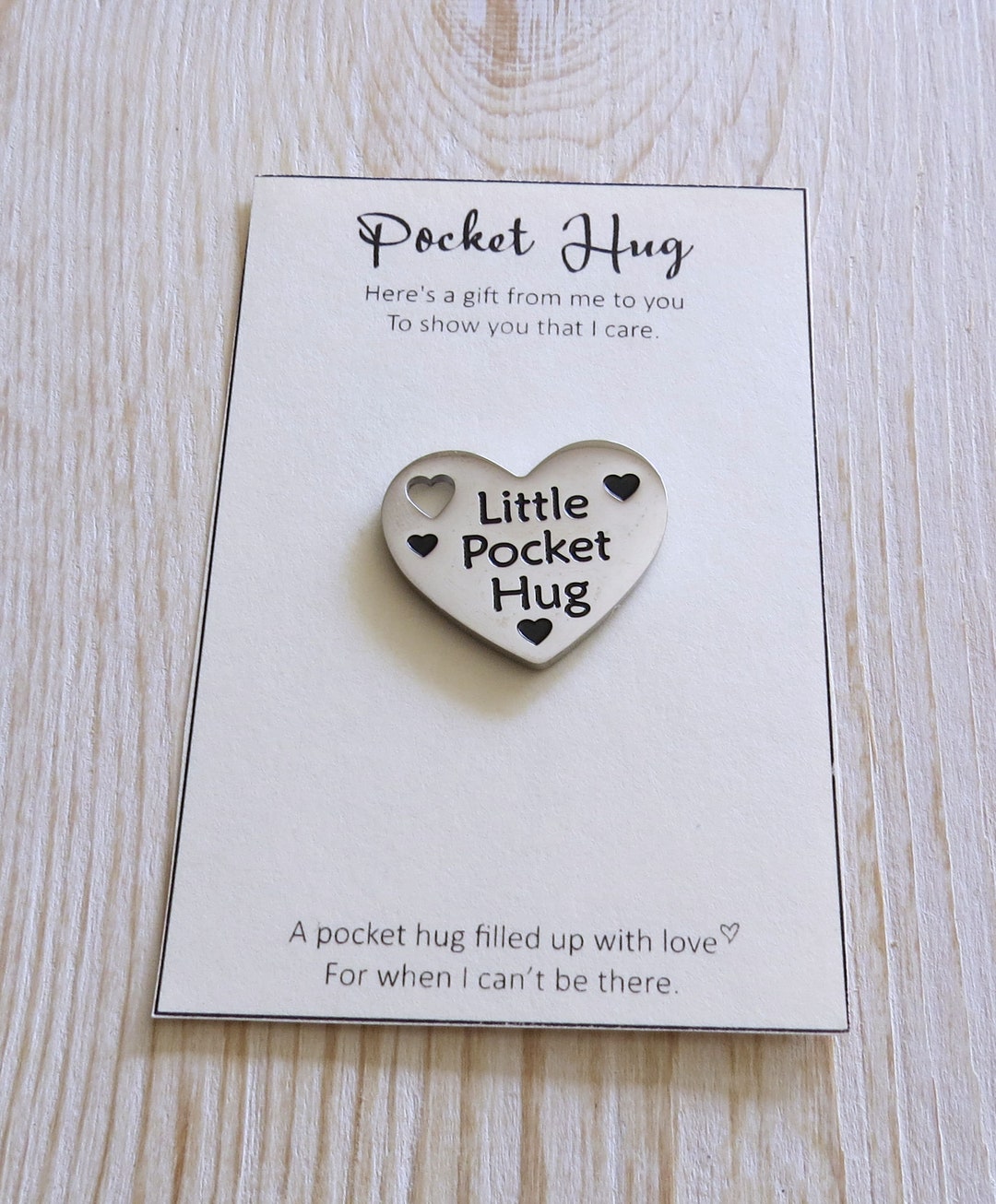 Little Pocket Hug Heart Token Stainless Steel Pocket Hug for Long