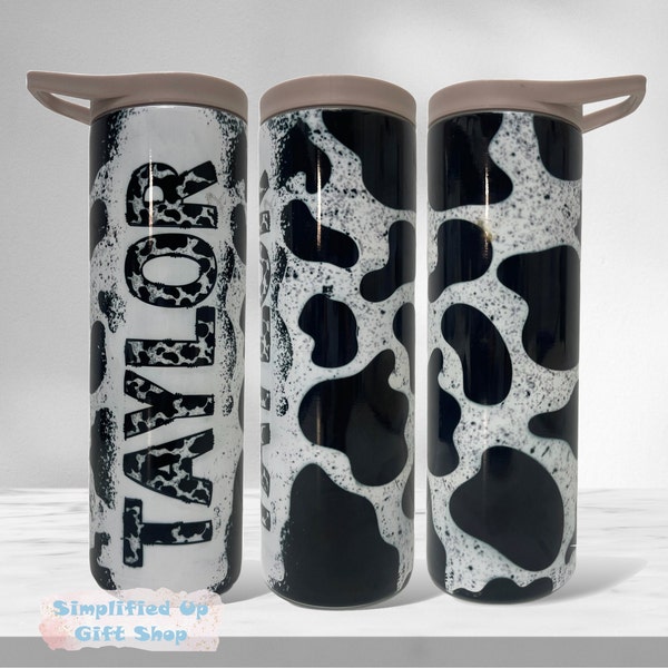 Cowhide Personalized 20 30 32 40oz Water Bottle Tumbler Double Wall Insulated  Stainless Steel School Work Office Gym Travel Bottle Gift