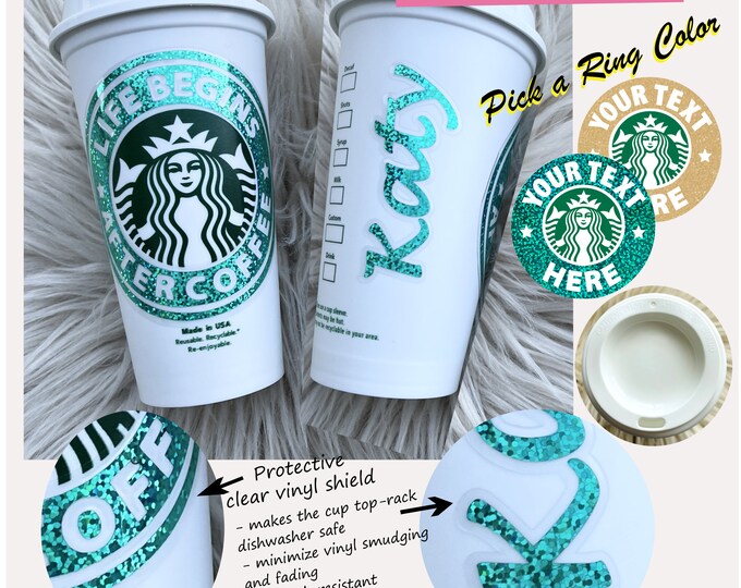 Dishwasher Safe Starbucks Hot Cup 16oz Personalized Custom Phrase
