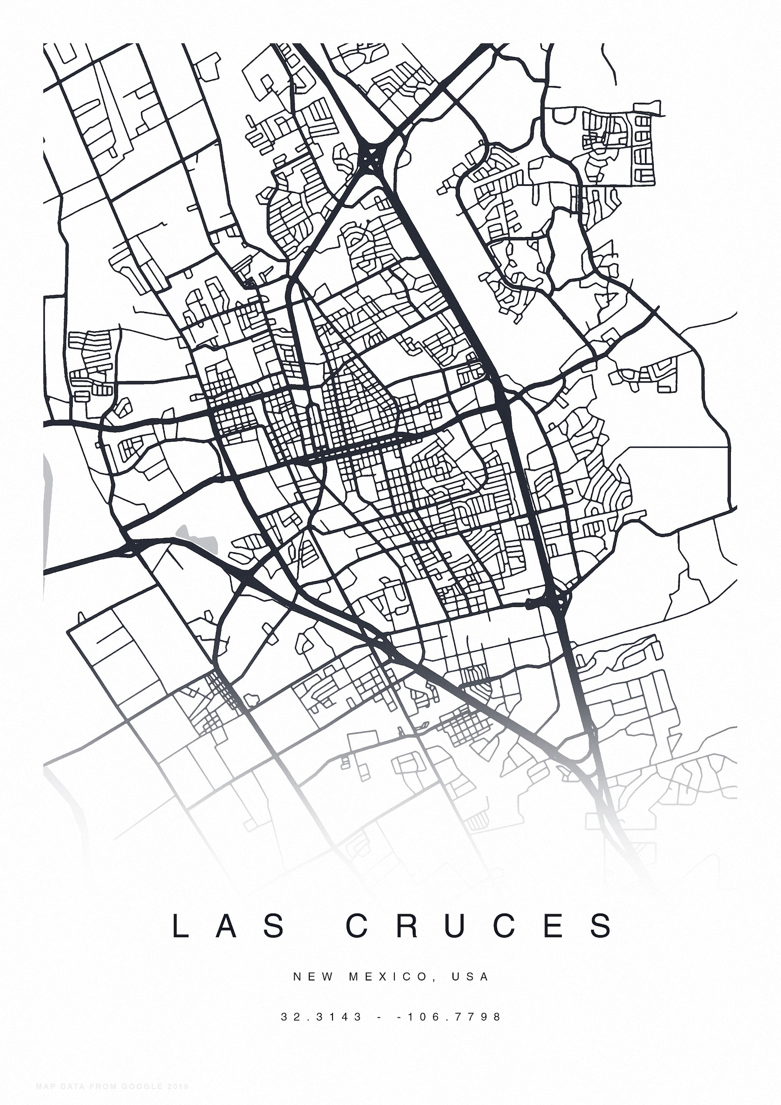 PRINTABLE Las Cruces Map Print Street Map Of Las Cruces Las Etsy
