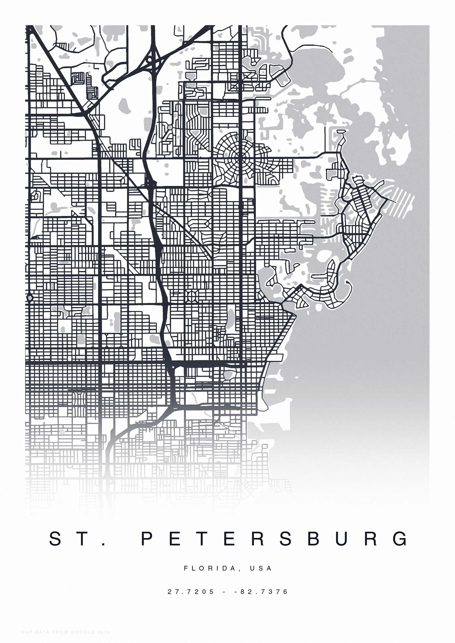PRINTABLE St. Petersburg USA Map Print Street Map of St. | Etsy