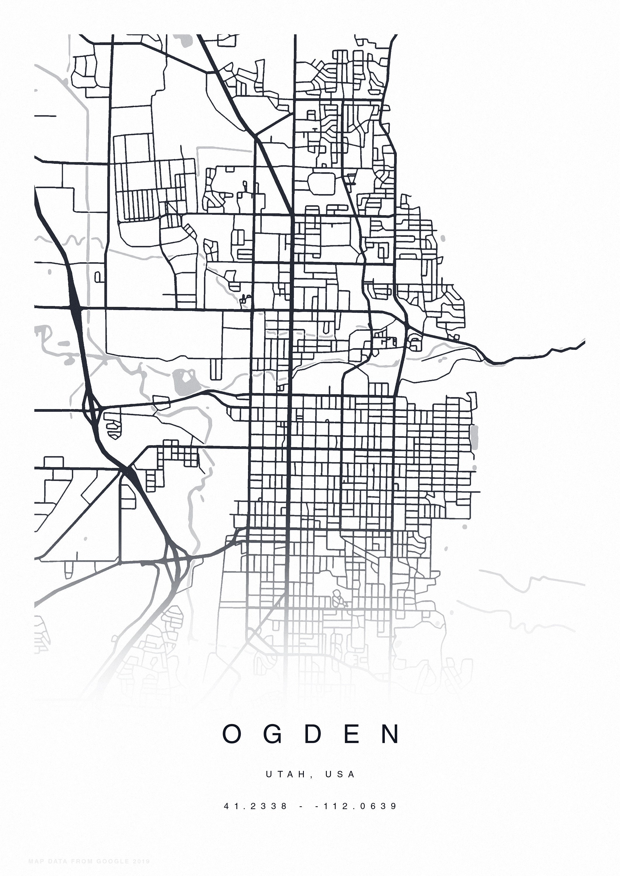 PRINTABLE Ogden Map Print Street Map of Ogden Ogden Map | Etsy