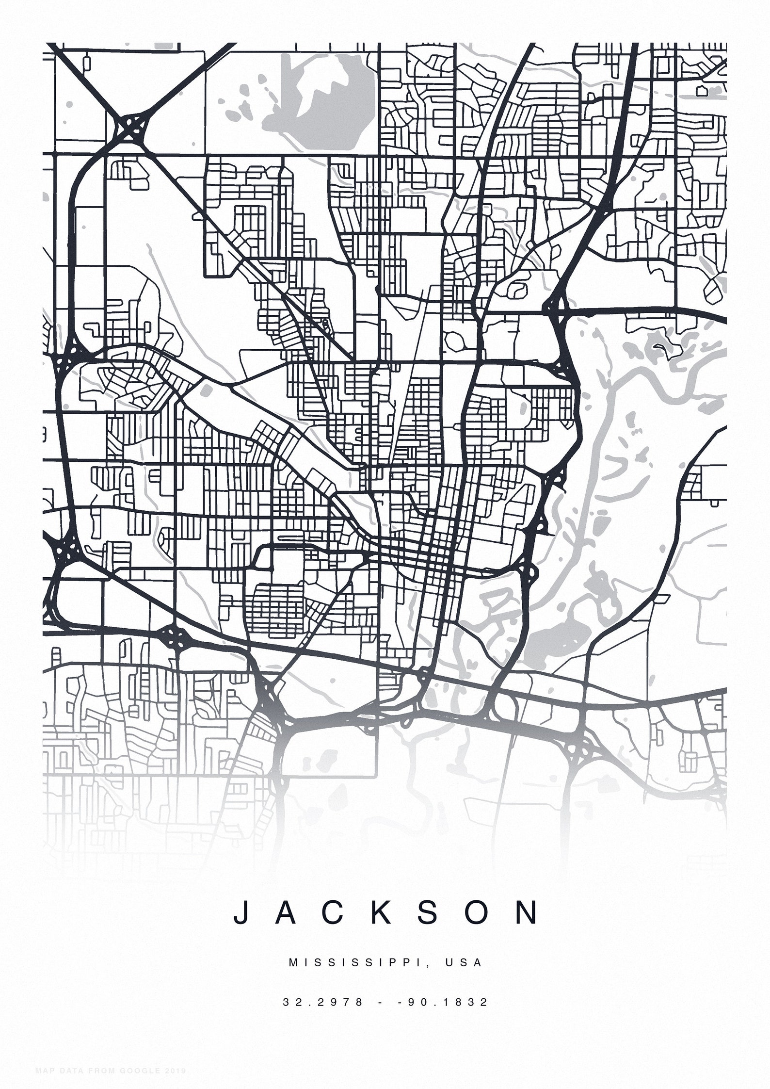 PRINTABLE Jackson Map Print Street Map of Jackson Jackson Etsy