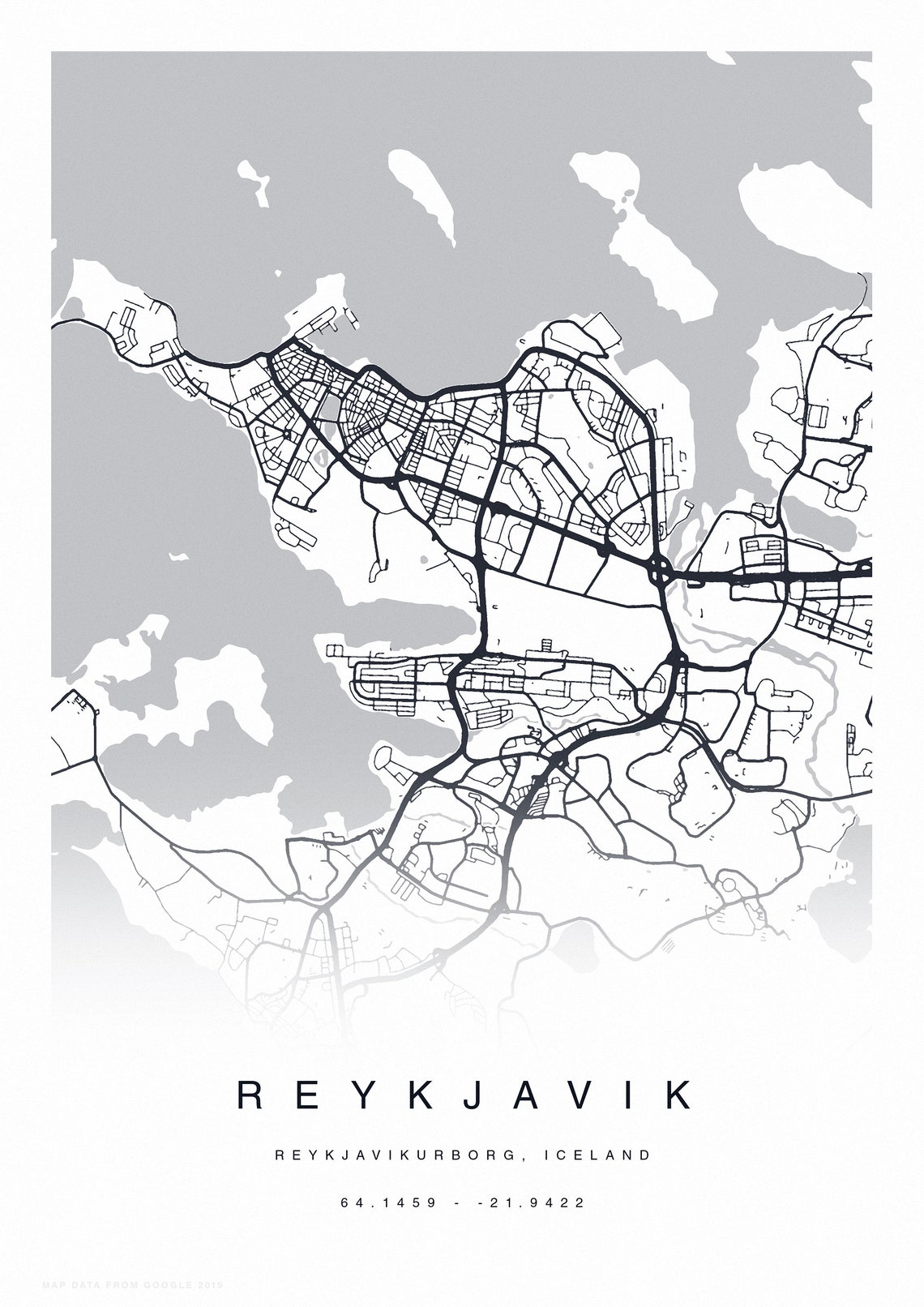 PRINTABLE Reykjavik Map Print Map of Reykjavik Reykjavik Map | Etsy