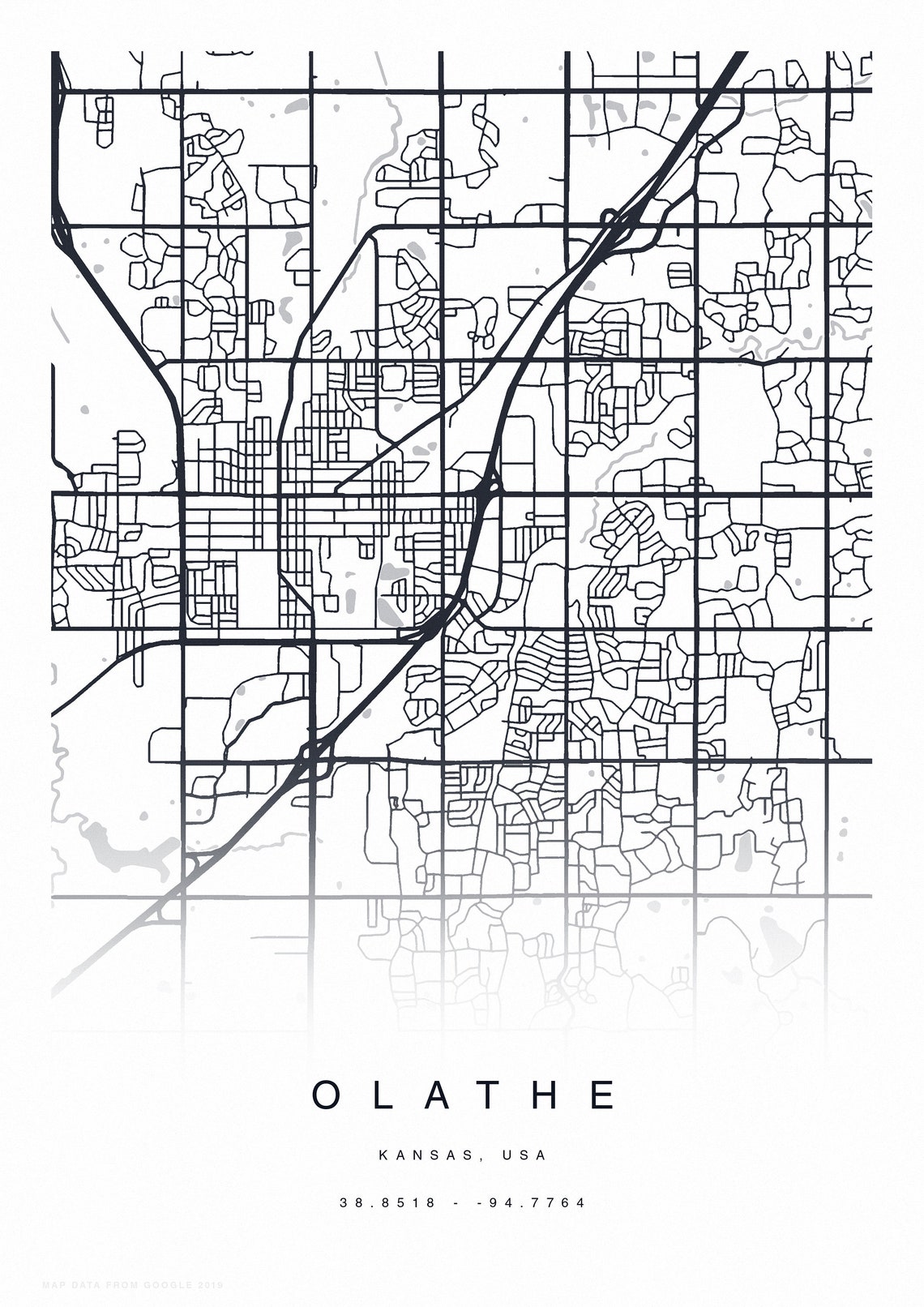 PRINTABLE Olathe Map Print Street Map of Olathe Olathe Map | Etsy
