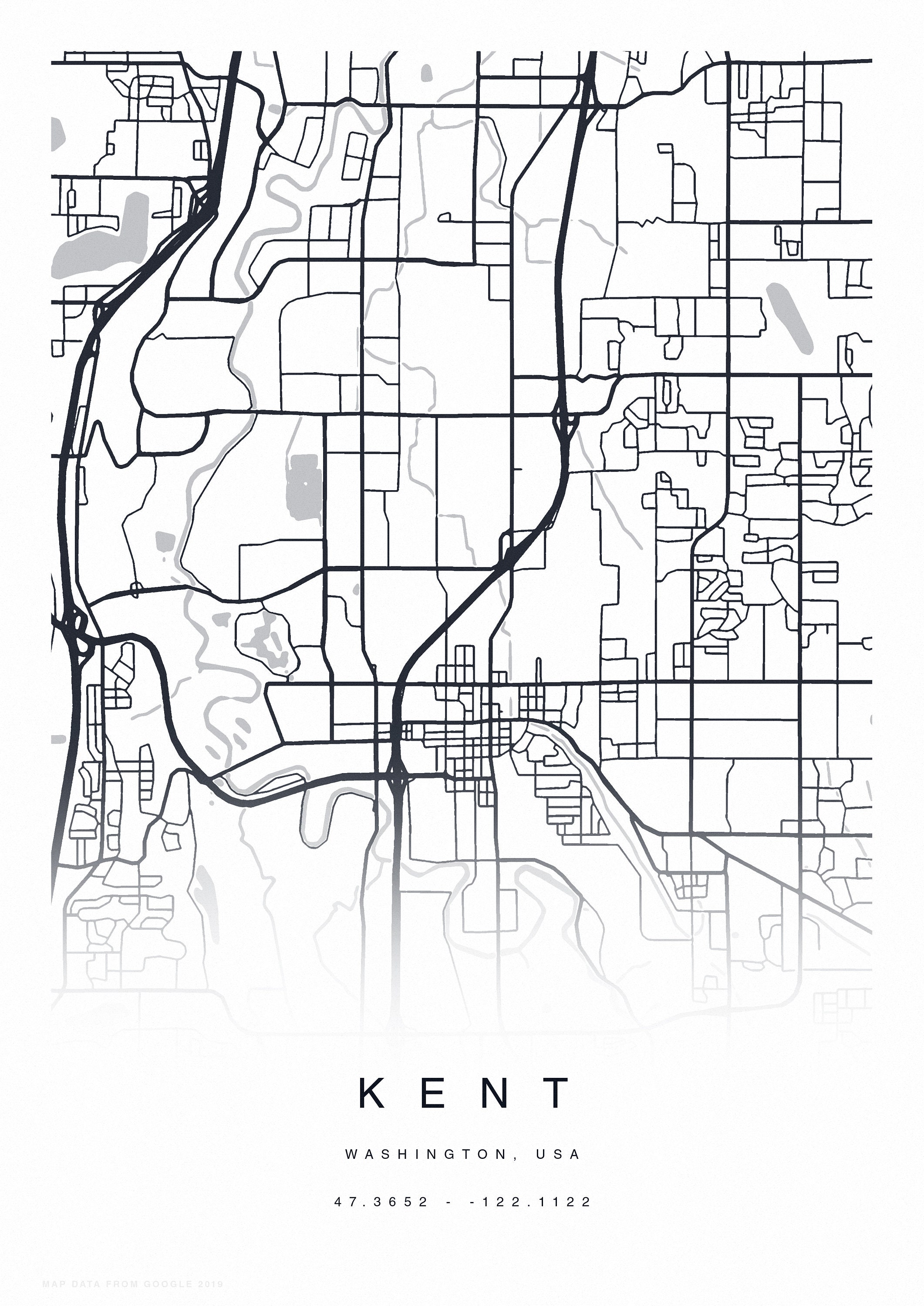 PRINTABLE Kent Washington Map Print Map of Kent Kent Map | Etsy