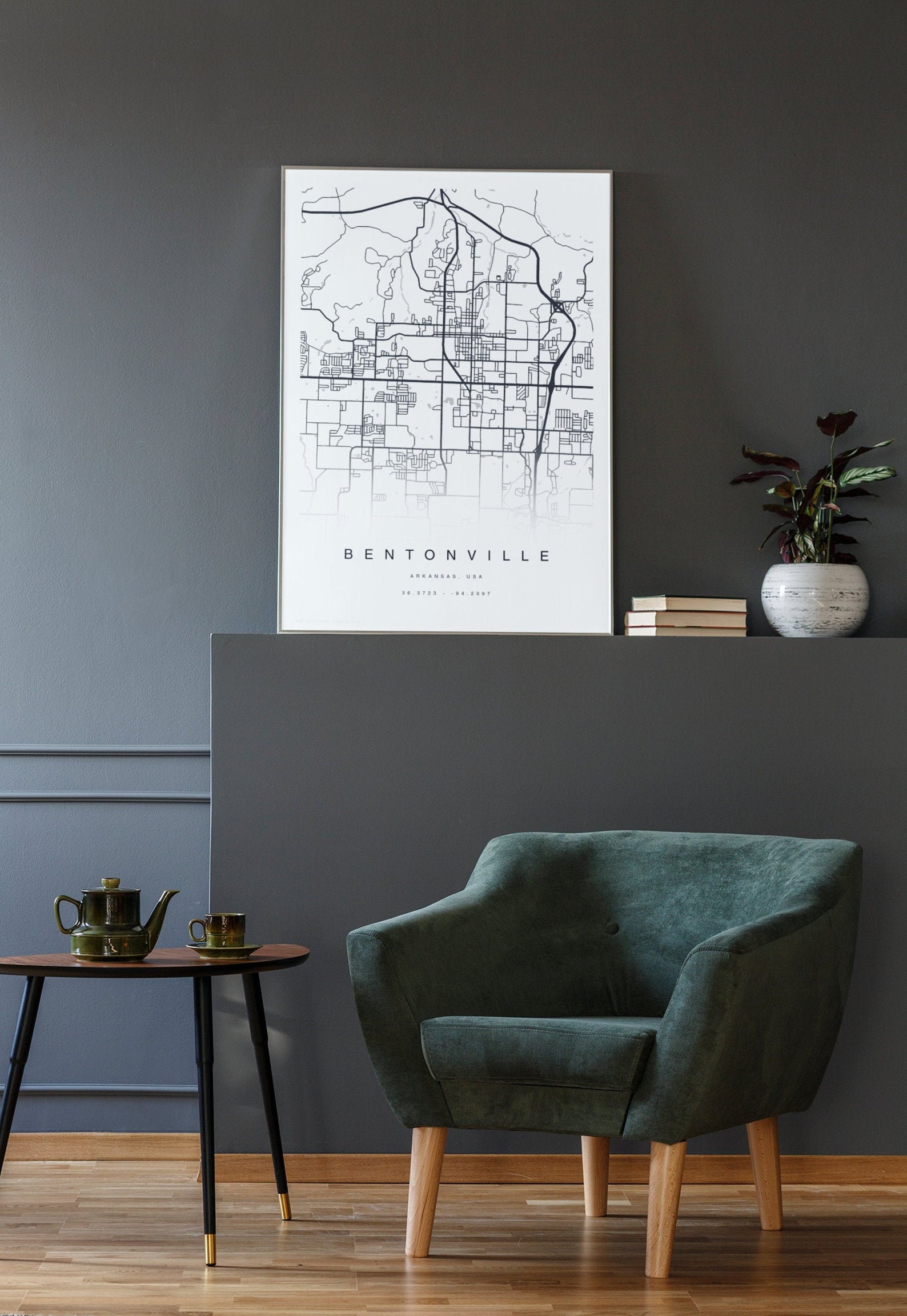 PRINTABLE Bentonville Map Print Street Map Of Bentonville Etsy