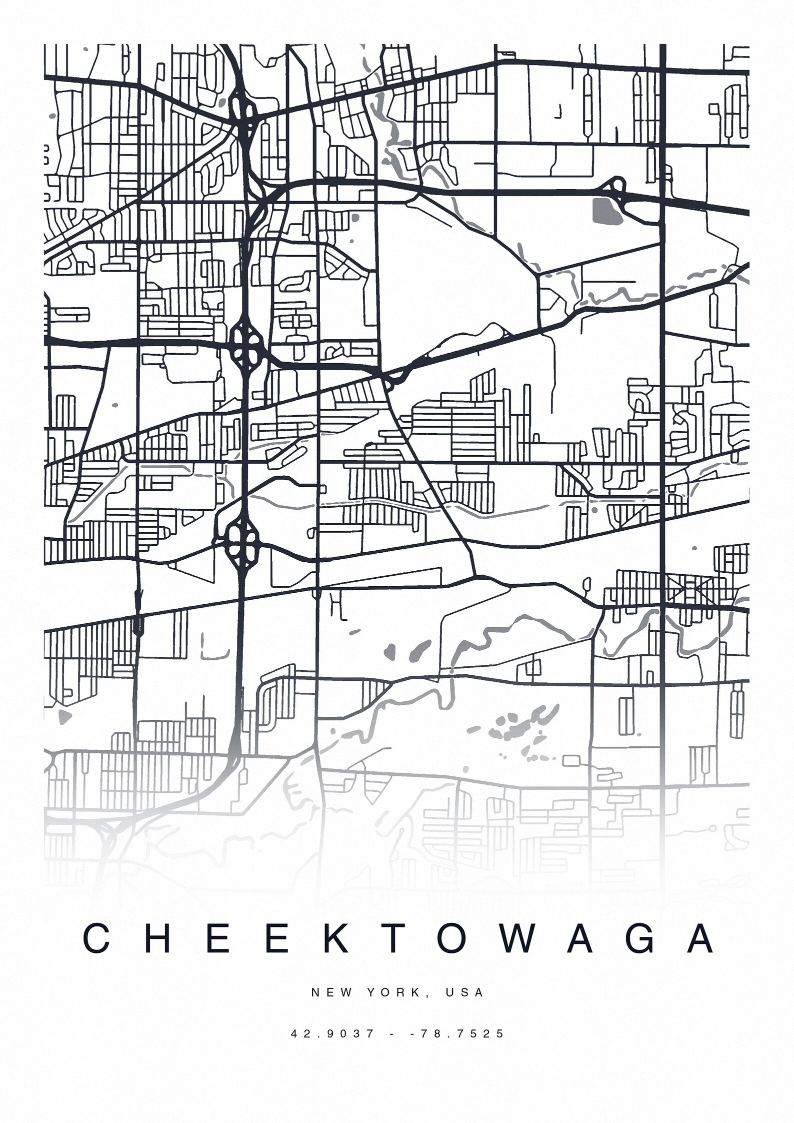 PRINTABLE Cheektowaga Map Print Map of Cheektowaga  Etsy