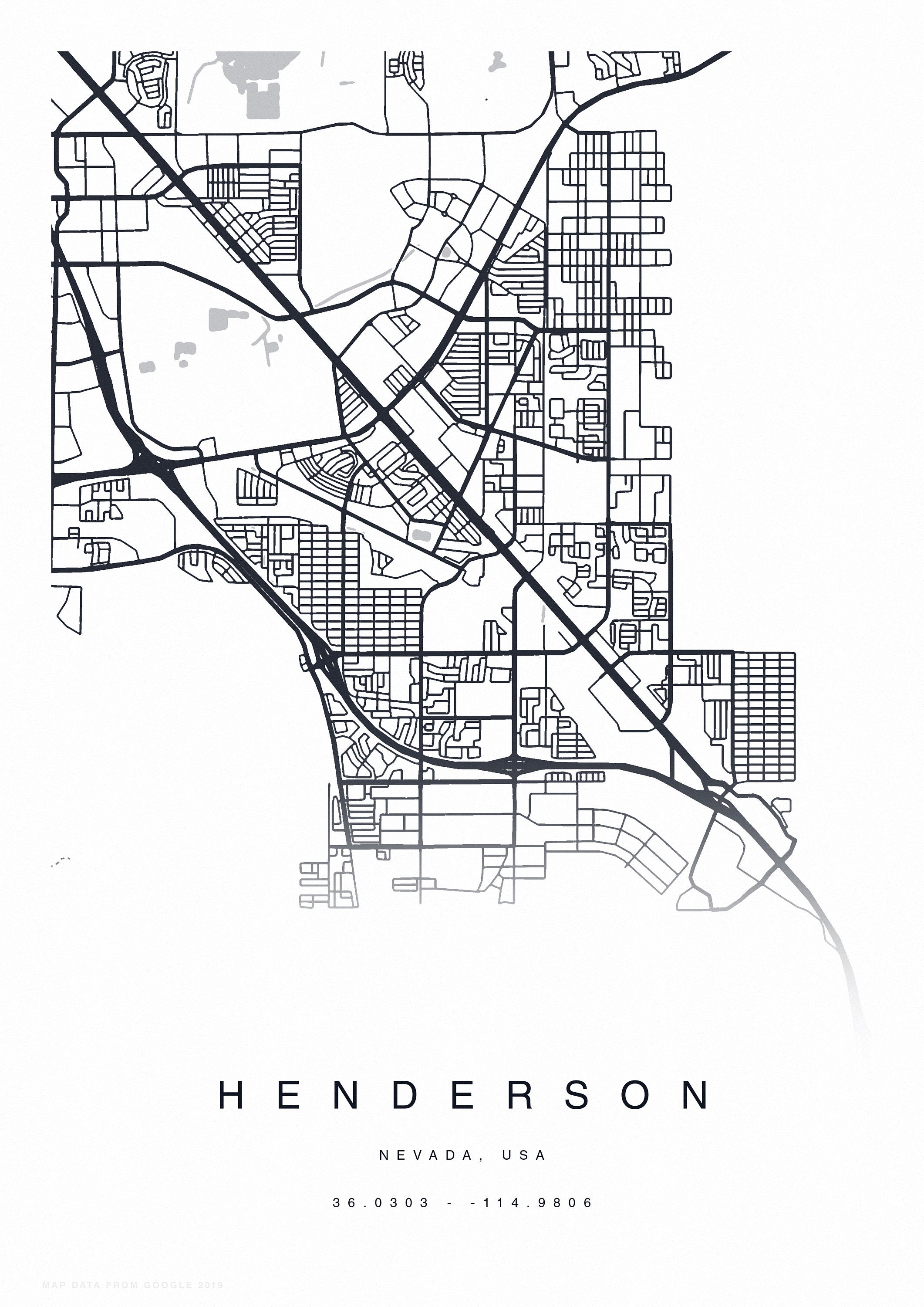 PRINTABLE Henderson Map Print Street Map of Henderson Etsy