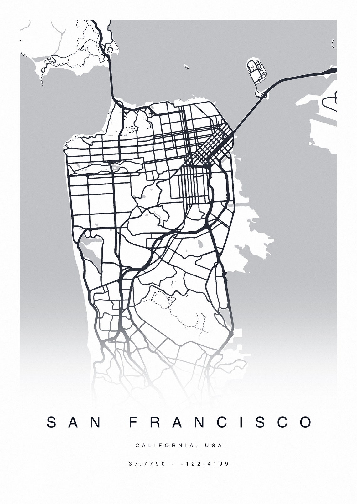 PRINTABLE San Francisco Map Print Map of San Francisco | Etsy