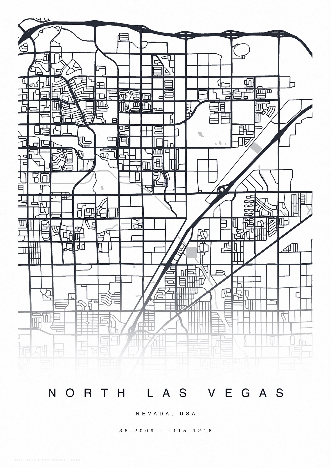 PRINTABLE North Las Vegas Map Print Street Map of North Las | Etsy