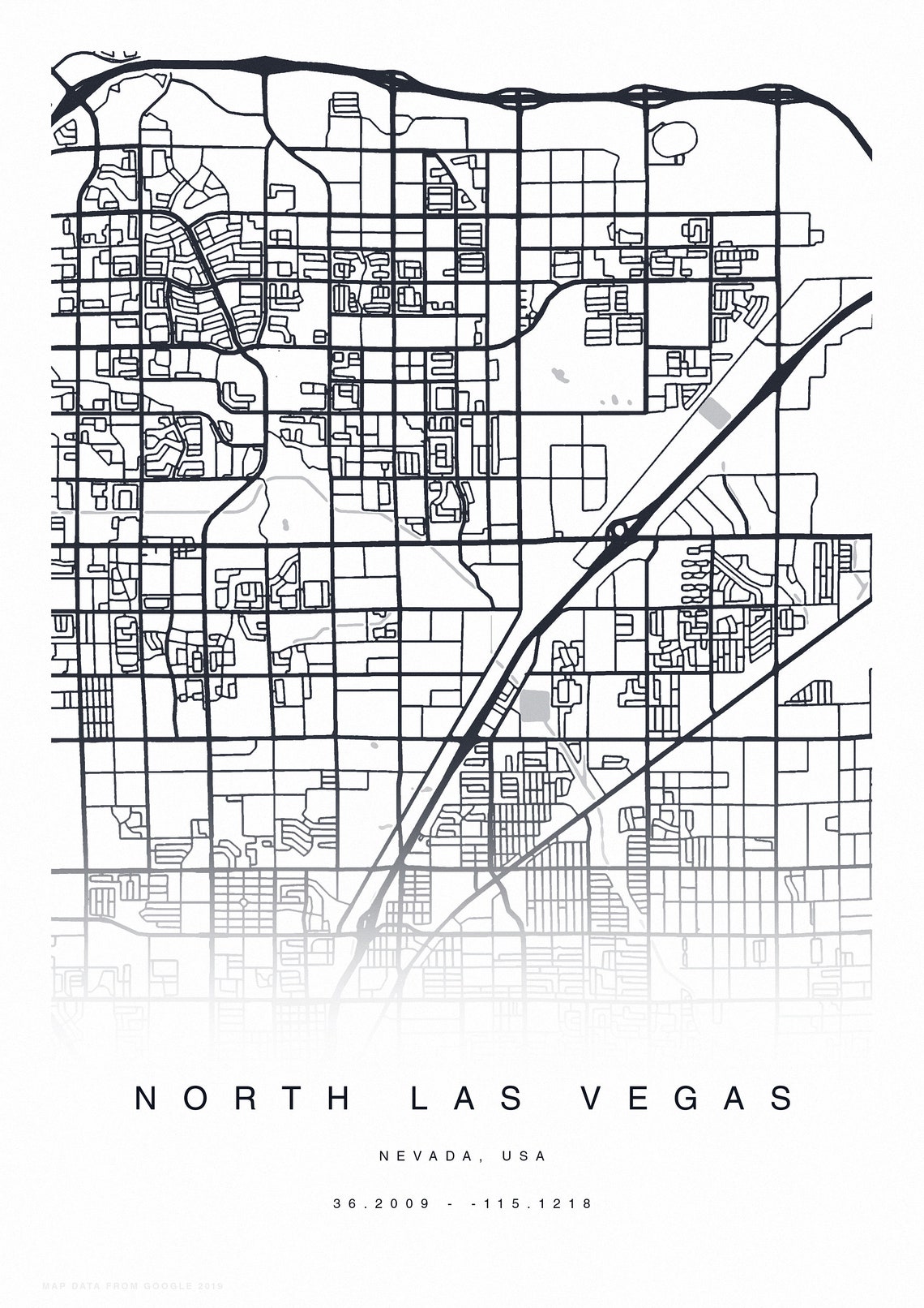 PRINTABLE North Las Vegas Map Print Street Map Of North Las Etsy