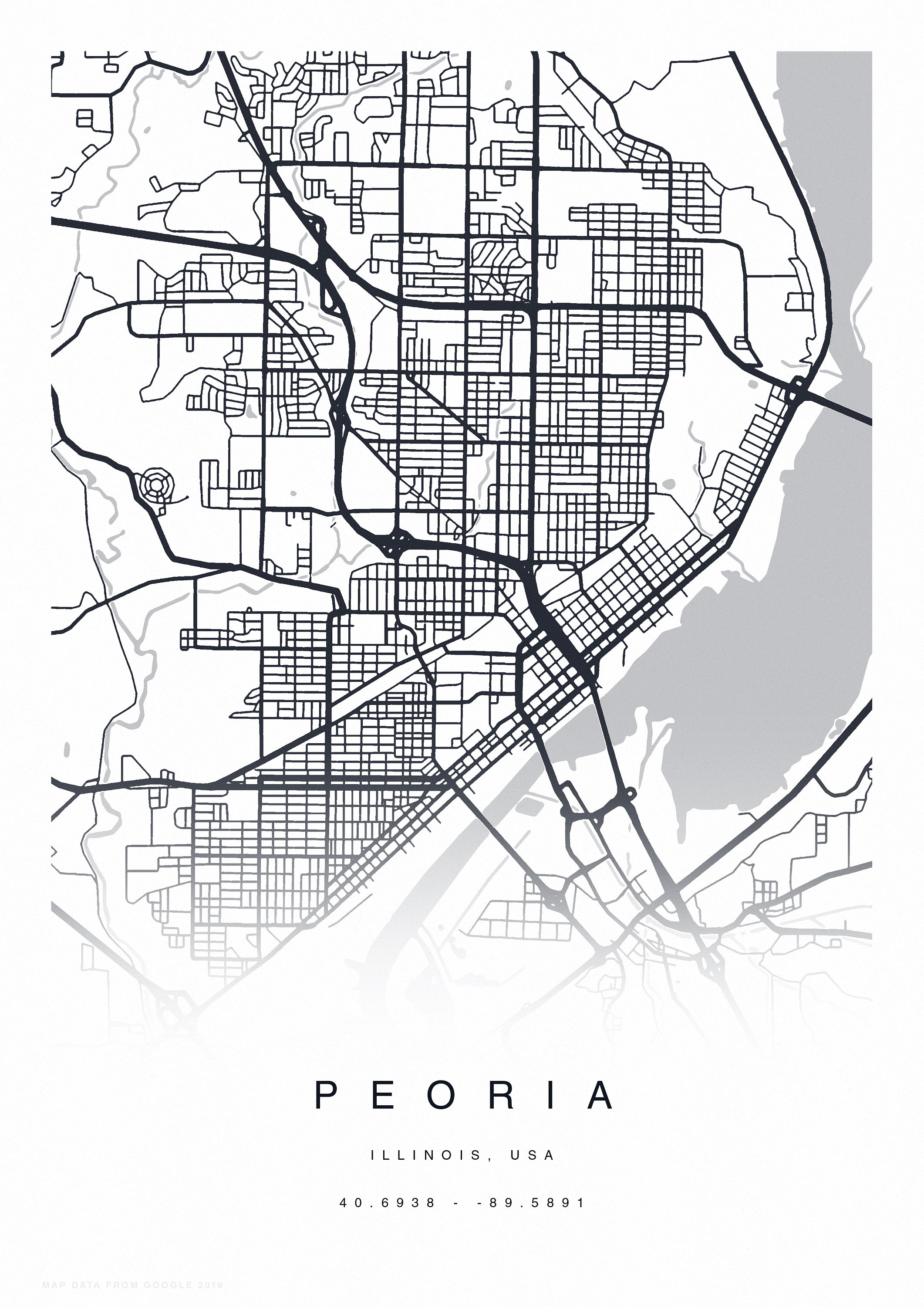 PRINTABLE Peoria Map Print Street Map of Peoria Peoria Map Etsy
