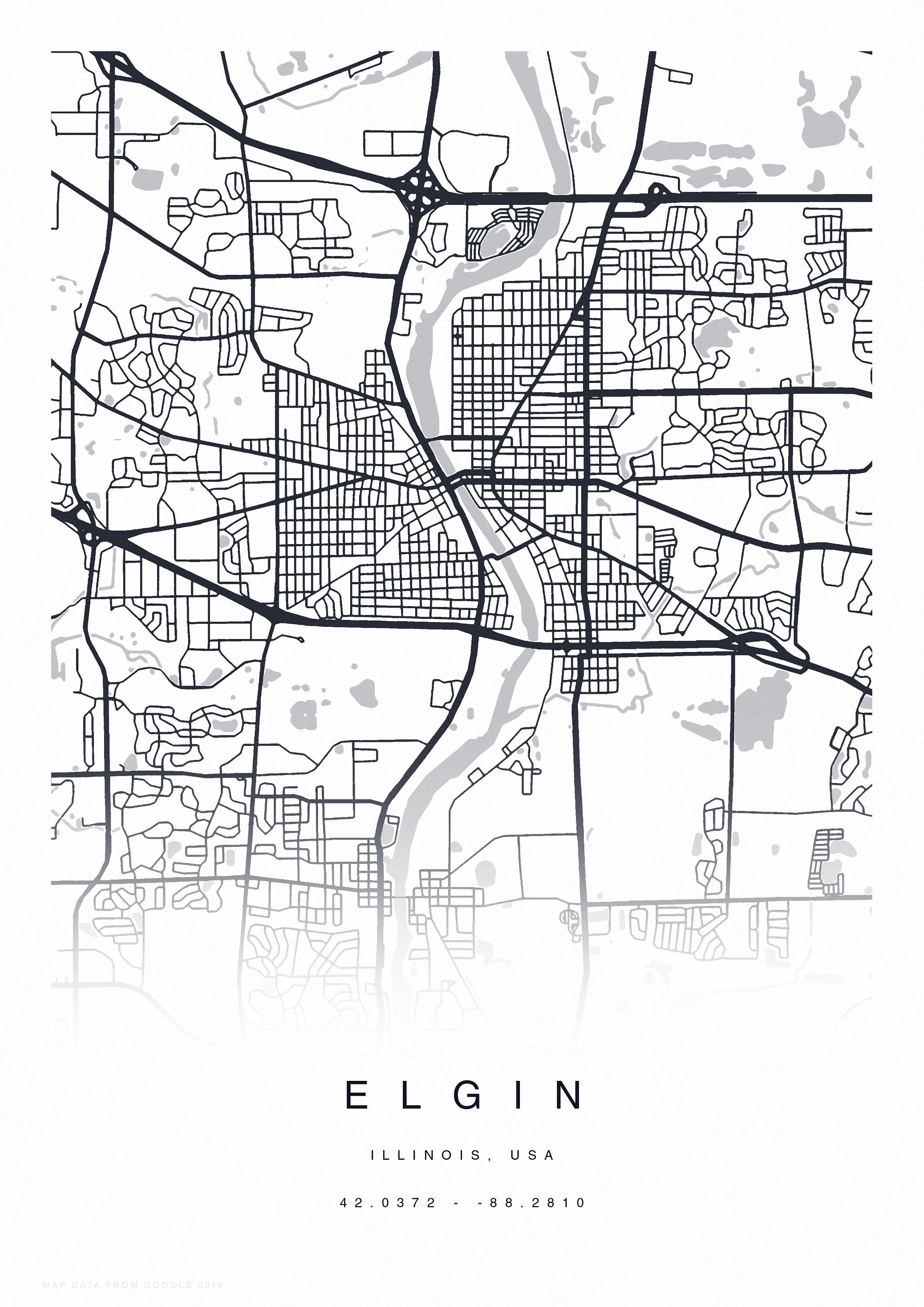 PRINTABLE Elgin Map Print Street Map of Elgin