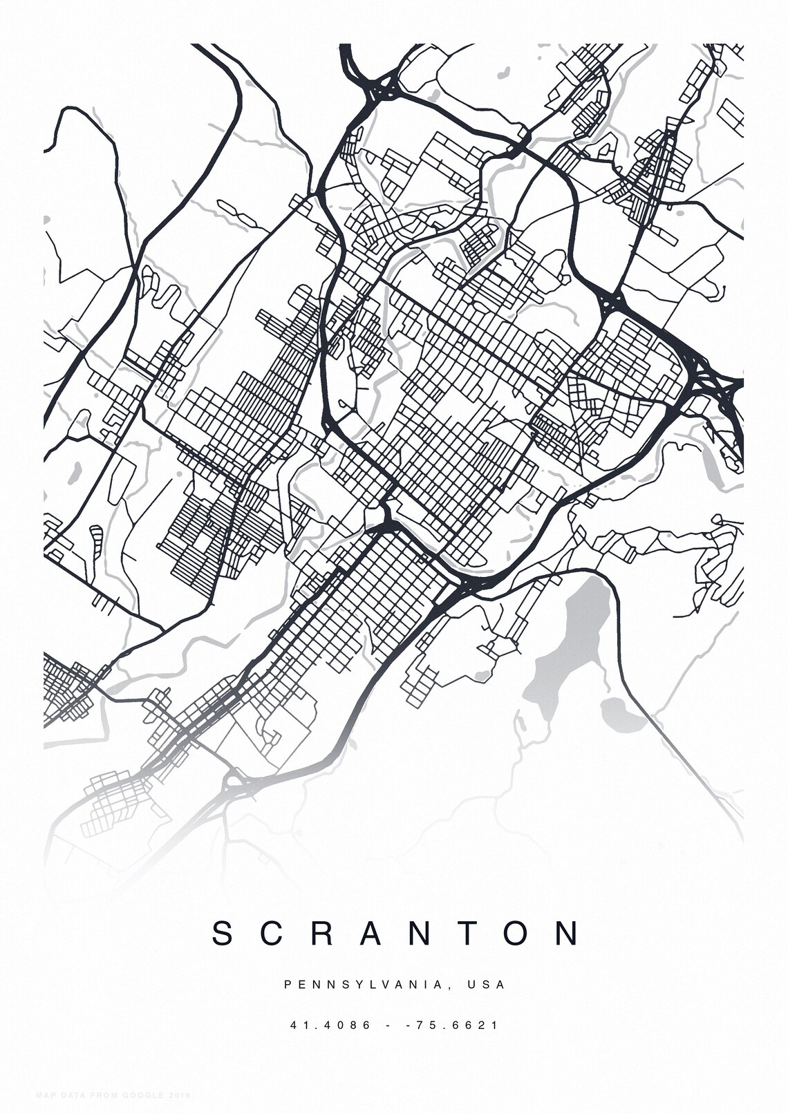 PRINTABLE Scranton Map Print Street Map Of Scranton Scranton Etsy printable-scranton-map-print-street-map-of-scranton-scranton-etsy