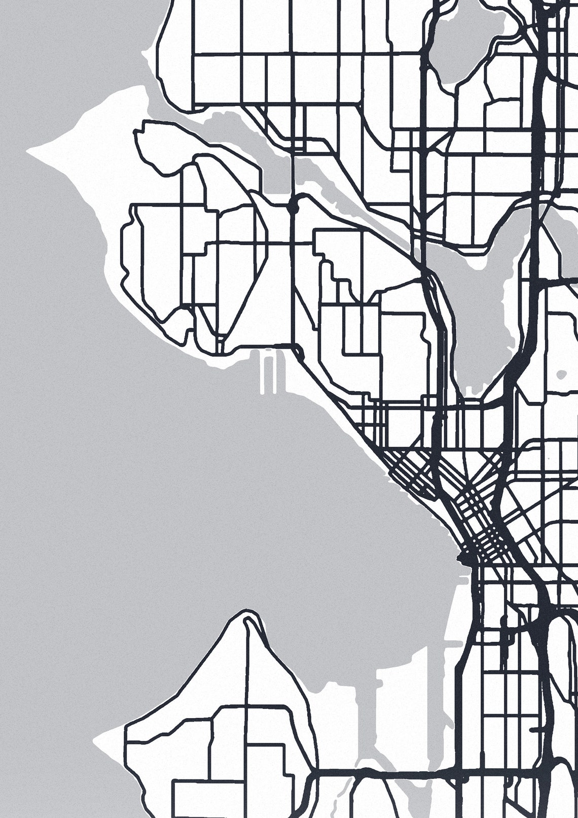 PRINTABLE Seattle Map Print Map of Seattle Seattle Map | Etsy